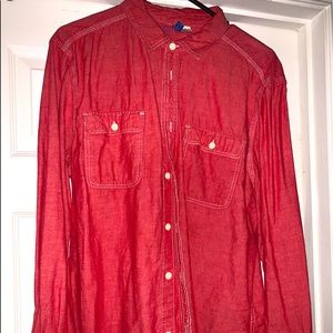 Red button down